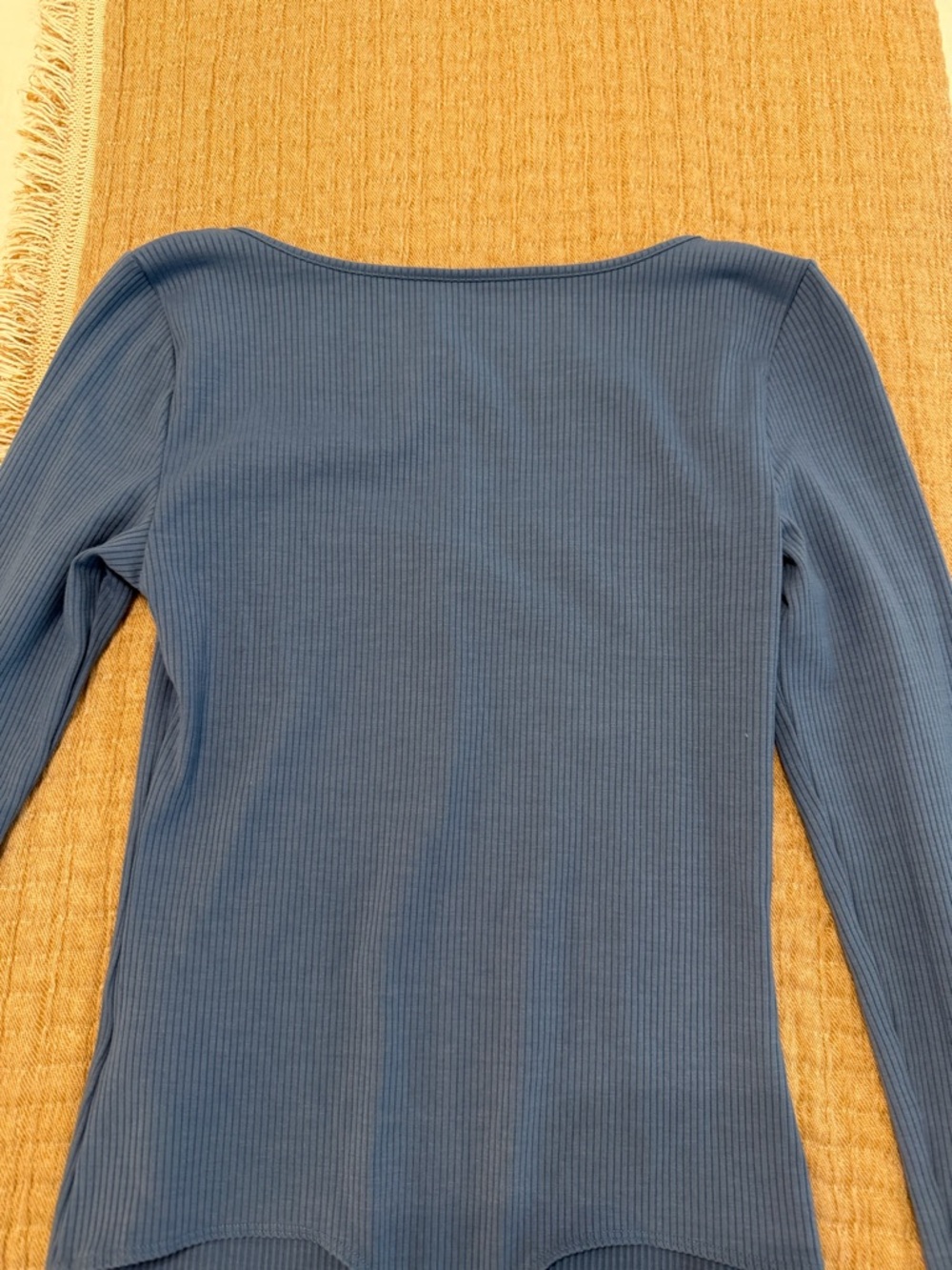 American Eagle Outfitters Blue Ribbed Long-Sleeve Henley Bodysuit - Picture 6 of 6